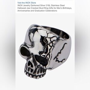 INOX Stainless Steel Men's Silver Skull Ring - Bold Statement Accessory